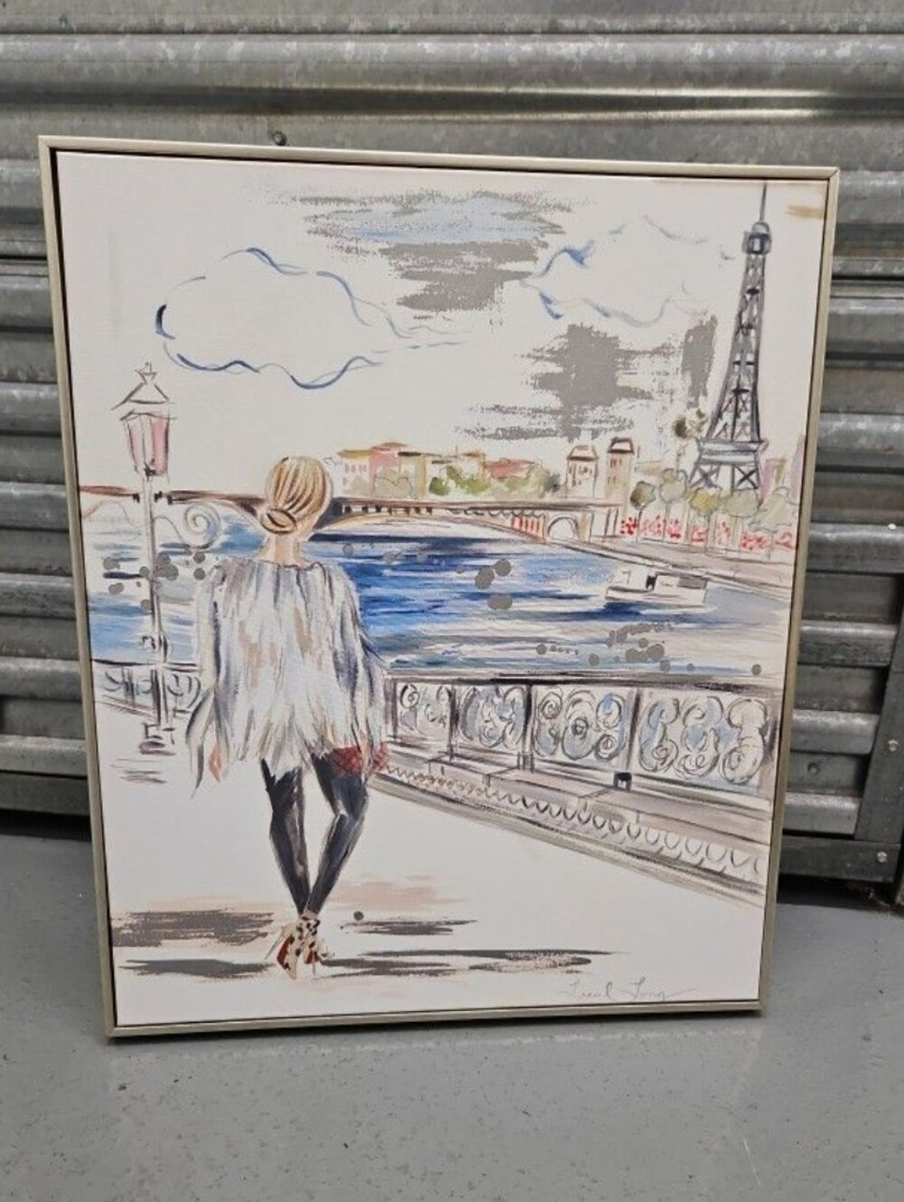 Winter in the City of Love Canvas Wall Art Champagne Frame 24 X 20 Paris Eiffel